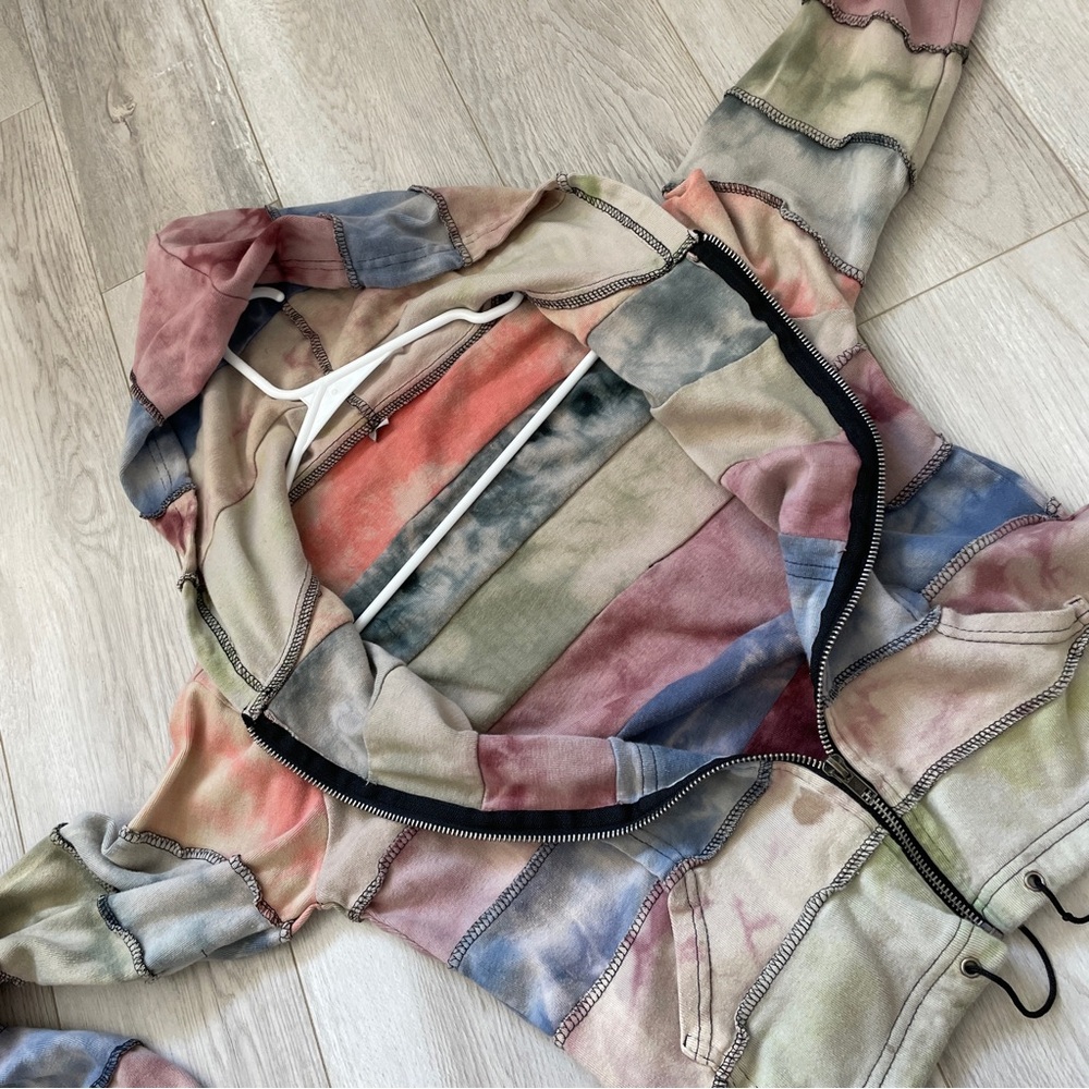 Nepal Patchwork Jacket Cotton Striped Hooded Zip … - image 4